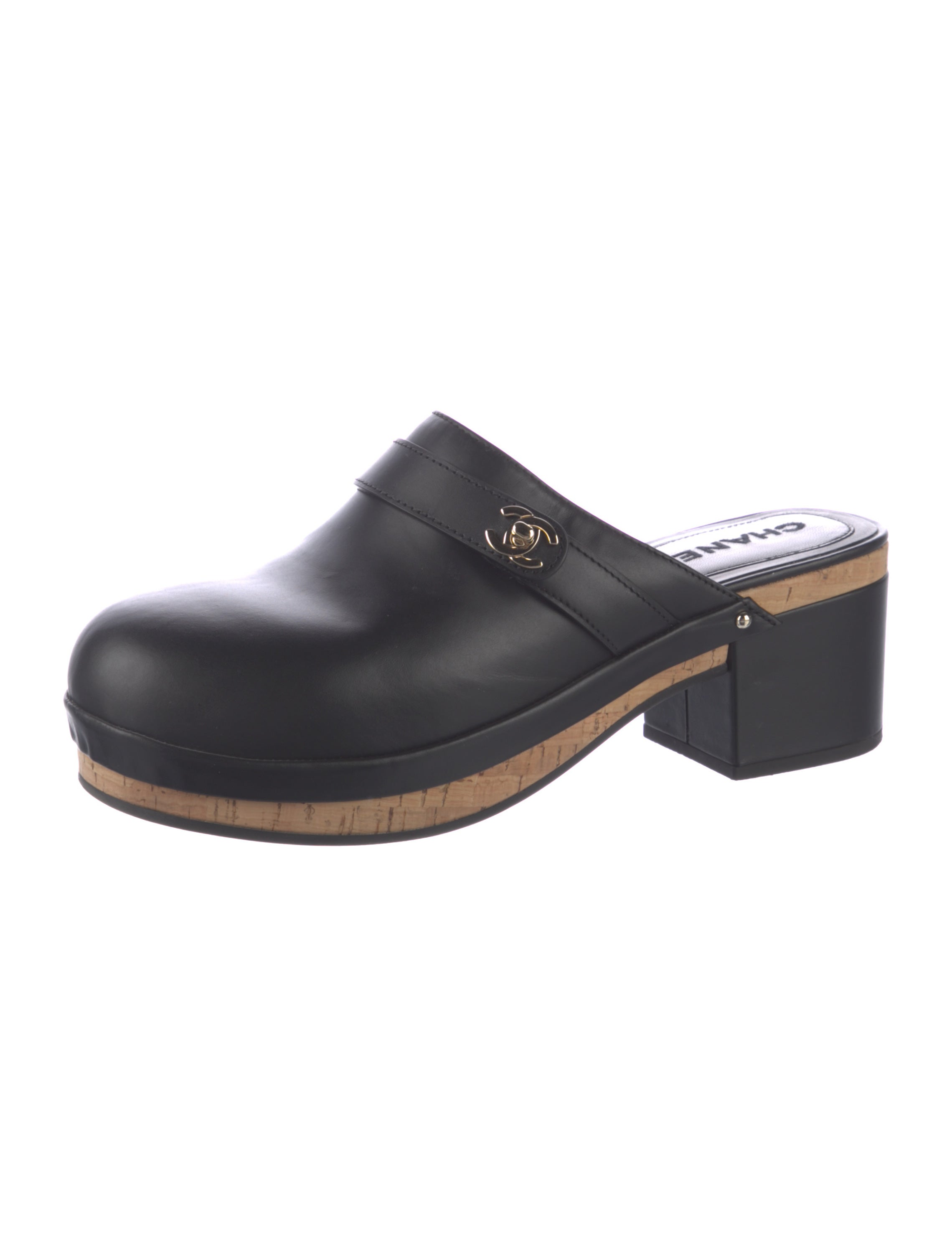 Chanel Interlocking CC Logo Leather Mules